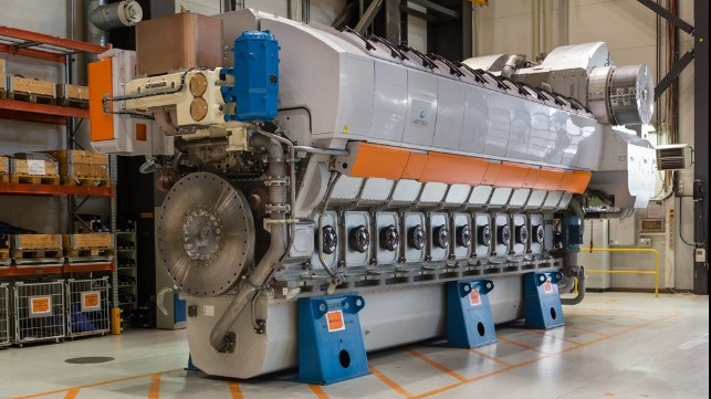 In July Wärtsilä announced successful testing of 70% ammonia fuel in marine engines at its Vaasa facility in Finland (a test engine from the site is pictured)