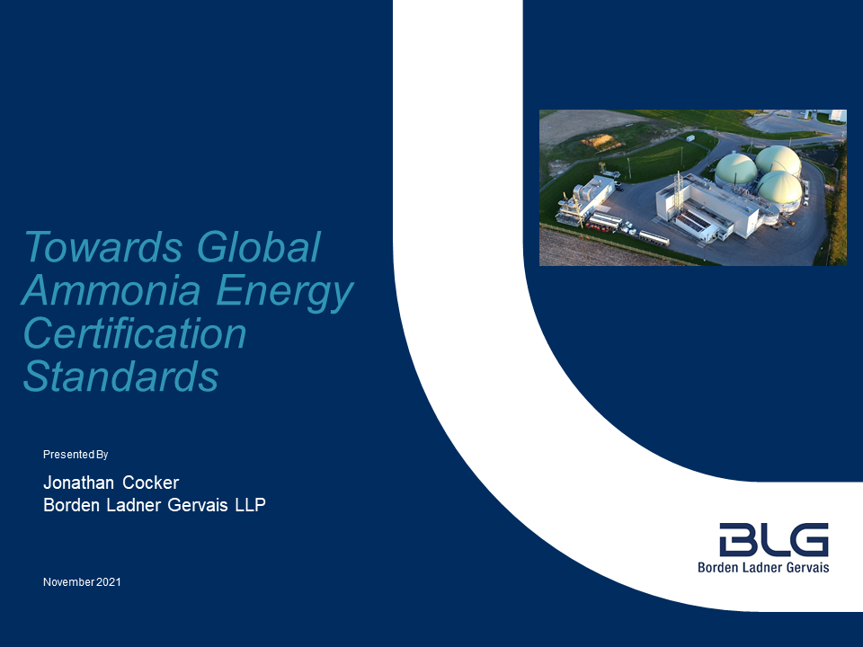 De andere dag of Graden Celsius Borden Ladner Gervais LLP (BLG) – Ammonia Energy Association