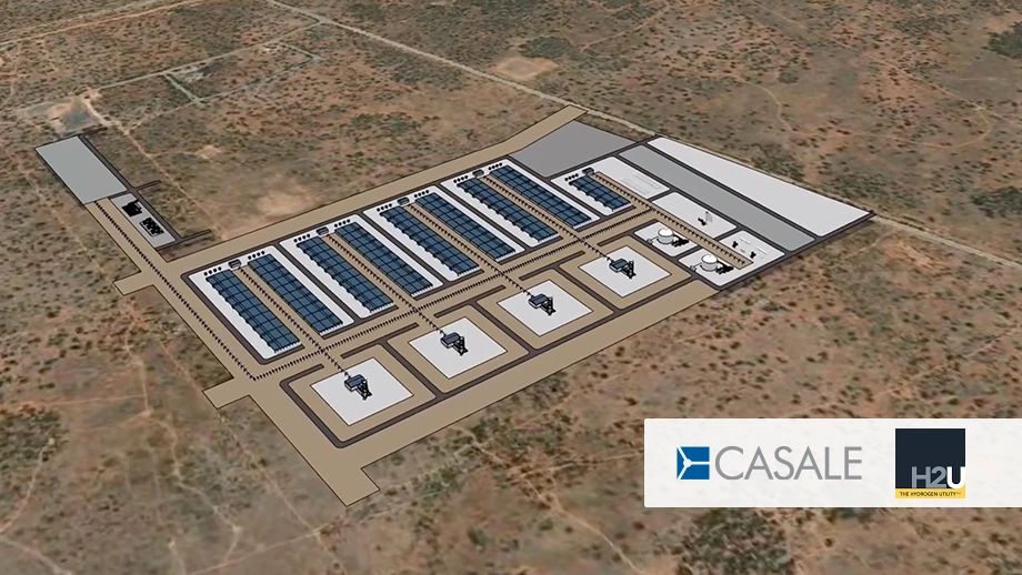 Graphic visualisation of the pilot phase of the Eyre Peninsula Gateway project. H2U has selected Casale to provide technology for the pilot phase.