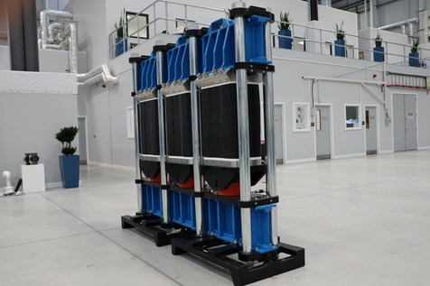 ITM Power electrolyser stacks to be installed at Porsgrunn, with Line Engineering to construct the electrolysis plant. Source: ITM Power.