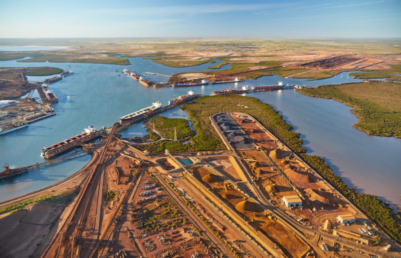 Port Hedland, Western Australia, a key starting point for iron ore transport between Australia and Asia. Source: Australian Mining, BHP.