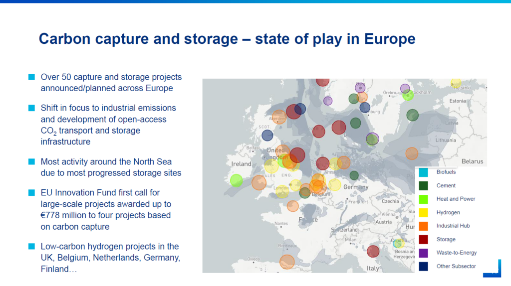 The state-of-play for CCS in Europe: project locations & types. From Toby Lockwood's presentation.