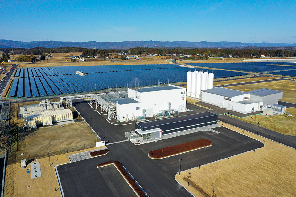 The Fukushima Hydrogen Energy Research Field (FH2R), where Asahi Kasei-supplied electrolysers are currently producing renewable hydrogen. A new ammonia pilot plant will be developed by JGC (using KBR’s technology), and fed by renewable hydrogen from FH2R. Source: Japanese Governmen