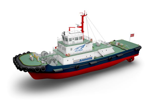 Click to learn more about the A-Tug, an ammonia-powered tugboat being developed by NYK Line, IHI Power Systems and ClassNK. Source: NYK Line.