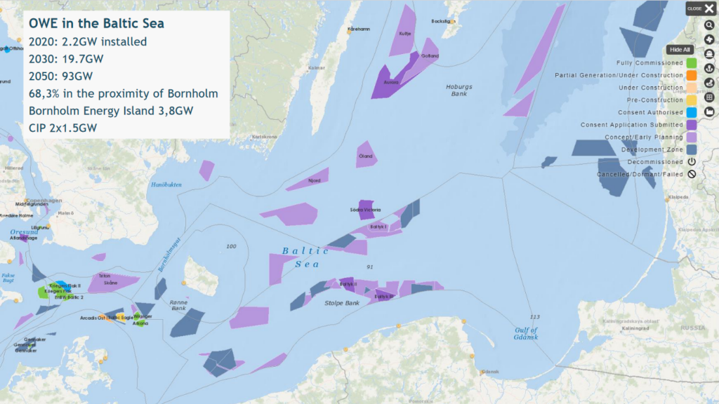 Status of offshore wind prospects in the Baltic Sea, from Maja Bendtsen, Bornholm Bunker Hub (Oct 2022).