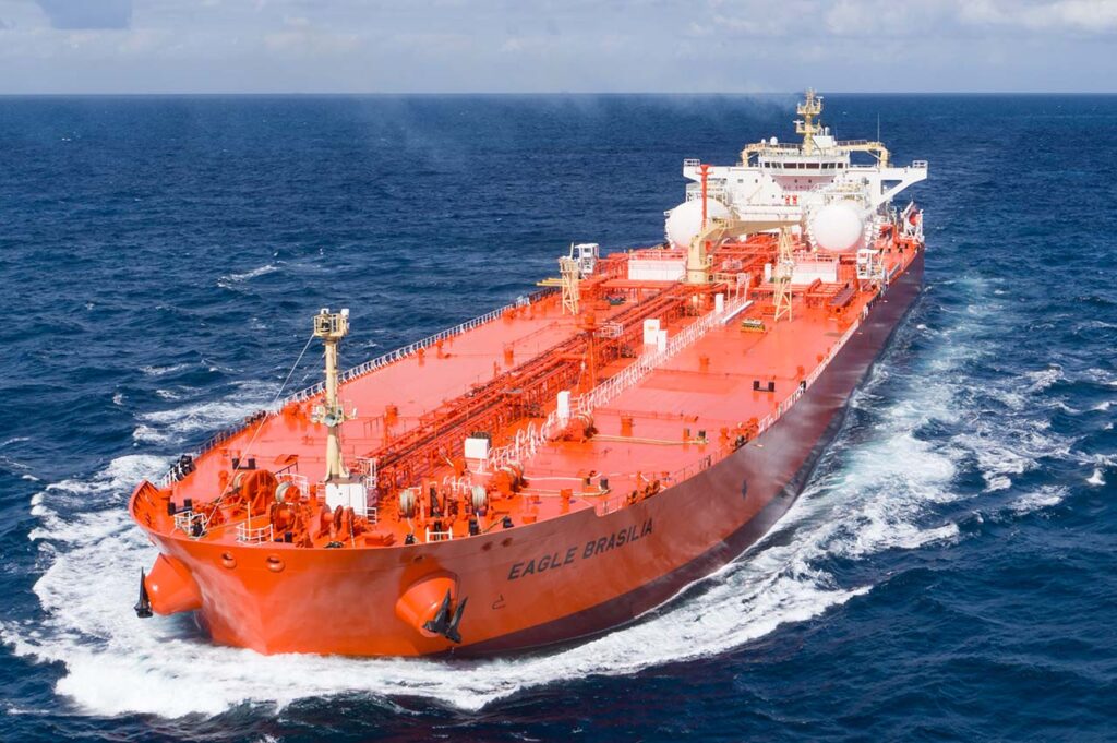 The Eagle Brasilia, an Aframax-sized oil tanker owned by AET. Together with Thai state oil & gas organisation PTT, AET will jointly develop two ammonia-powered Aframax vessels. Source: AET.