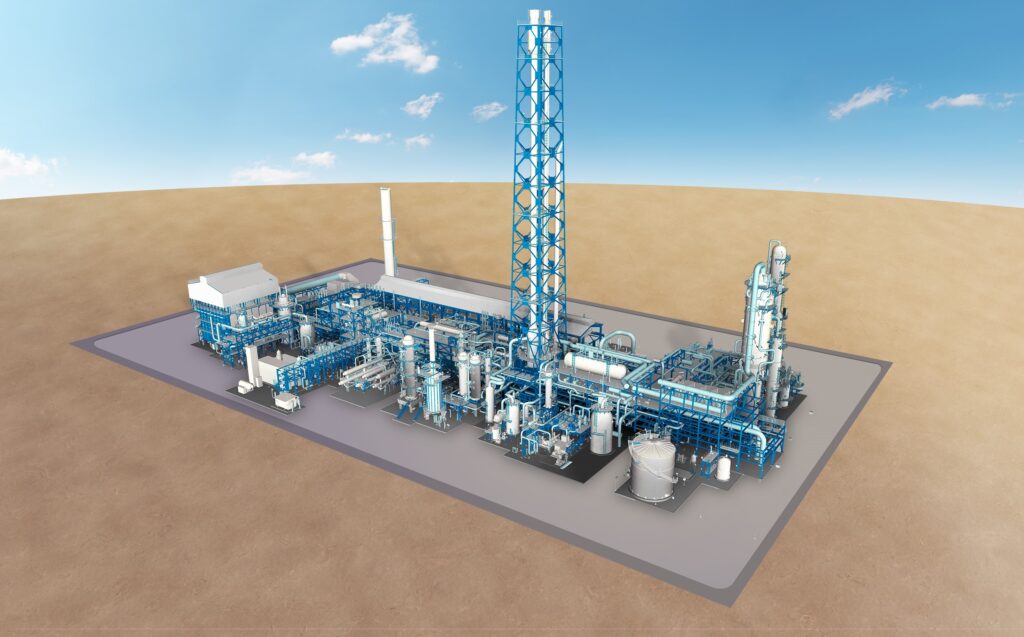 Graphic visualisation of thyssenkrupp’s million-tonne-per-year CCS ammonia facility Qatar. Source: thyssenkrupp.