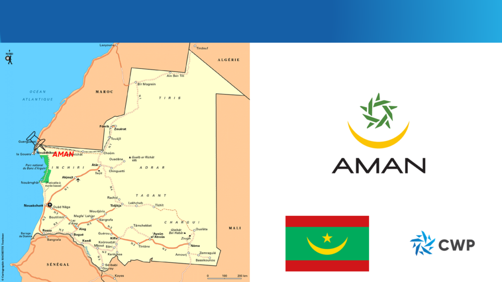 Approximate area of the AMAN project in Mauritania, from Nouri Chahid AMUN & AMAN Projects (Nov 2022).
