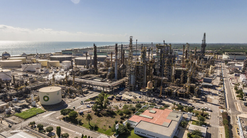 The HyVal project - 2 GW of electrolysers producing renewable hydrogen feedstock - will be developed at bp’s Castellón refinery. Source: bp.