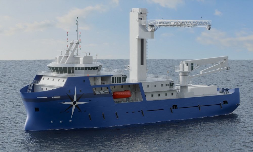 The S83-21 commissioning service operation vessel (CSOV), a new design launched by Marco Polo Marine and Seatech in March 2022. A new agreement with Amogy will see ammonia-to-power systems installed on CSOV and SOV vessels owned & operated by Marco Polo Marine. Source: Marco Polo.