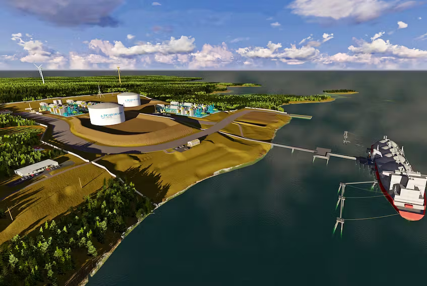 Graphic visualisation of Bear Head Energy’s hydrogen & ammonia export project at Point Tupper, Nova Scotia. Source: Bear Head Energy.