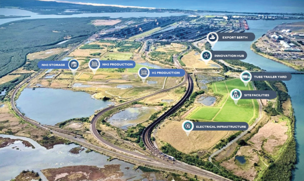The Clean Energy Precinct at the Port of Newcastle will become a fully integrated clean energy hub, producing 1.6 GW-worth of electrolytic hydrogen within 5 years. Source: Port of Newcastle.