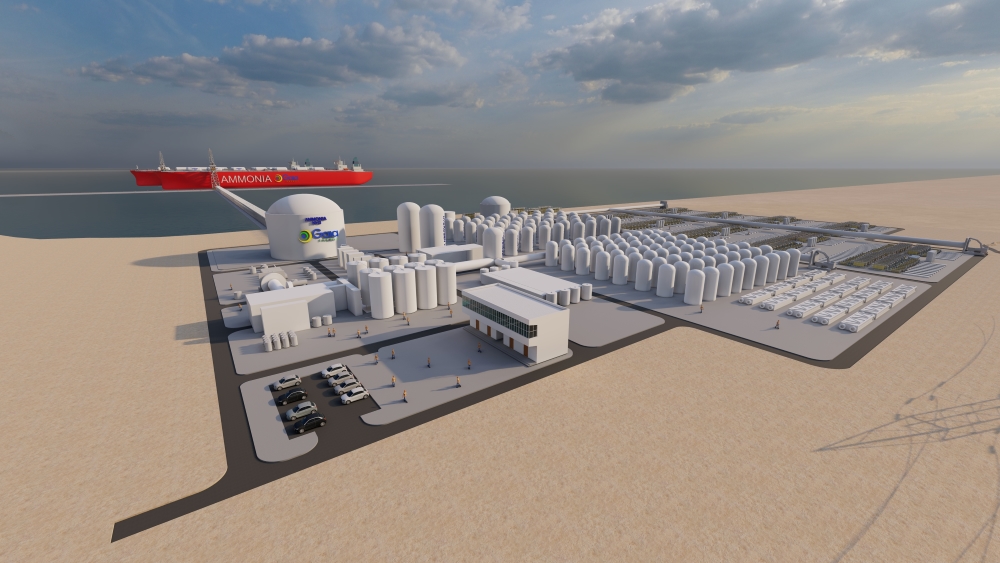 Graphic visualisation of Gaia Energy’s renewable ammonia production plant in Morocco, to be built by China Energy. Source: Gaia Energy.