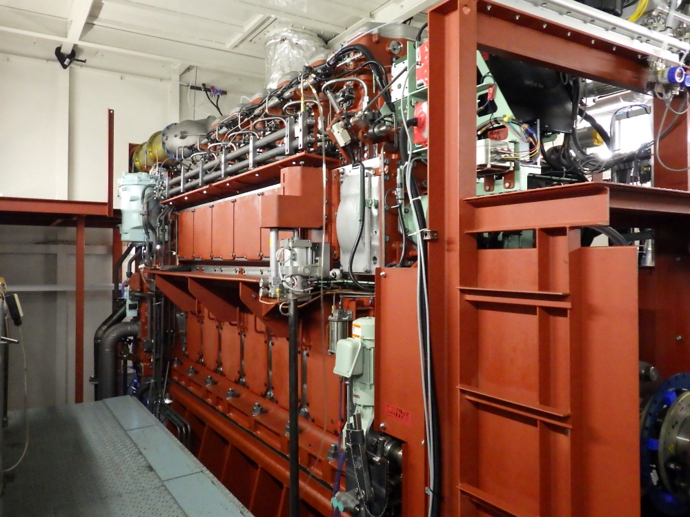 The test engine setup at IHI’s Ota facility. The fully integrated system successfully operated on up to 80% ammonia fuel. Source: NYK Line.