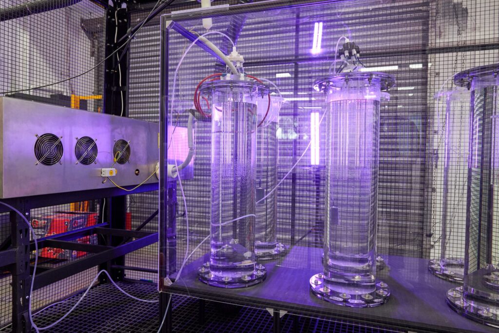 PlasmaLeap’s pilot-scale plasma reactor, which produces NOx molecules from air, water and electricity that can then be electrochemically converted into ammonia. Source: PlasmaLeap.