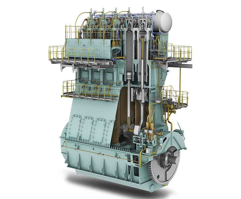 WinGD’s X-DF-A will run on a high-pressure diesel-cycle combustion process, with liquid ammonia fuel injection supported with low amounts of pilot fuel. Source: WinGD.