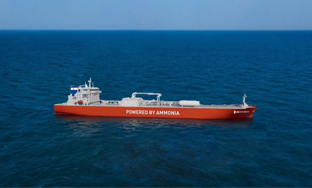 DNV tracked EXMAR’s ammonia-fueled, Midsize Gas Carriers (to be built by Hyundai Mipo Dockyard in South Korea) as the first ammonia-fueled vessels ordered in 2023. Source: EXMAR.