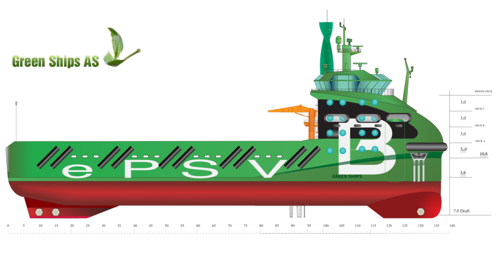 Amogy’s ammonia-to-power system will be integrated into a new PSV design from Green Ships. Source: Amogy.